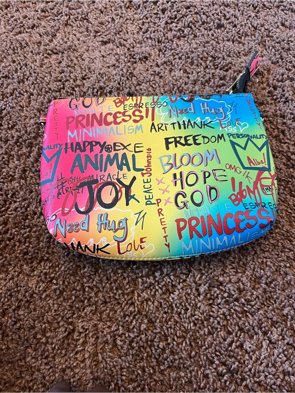 Alba Multicolor Rainbow Graffiti Print Pouch Bag